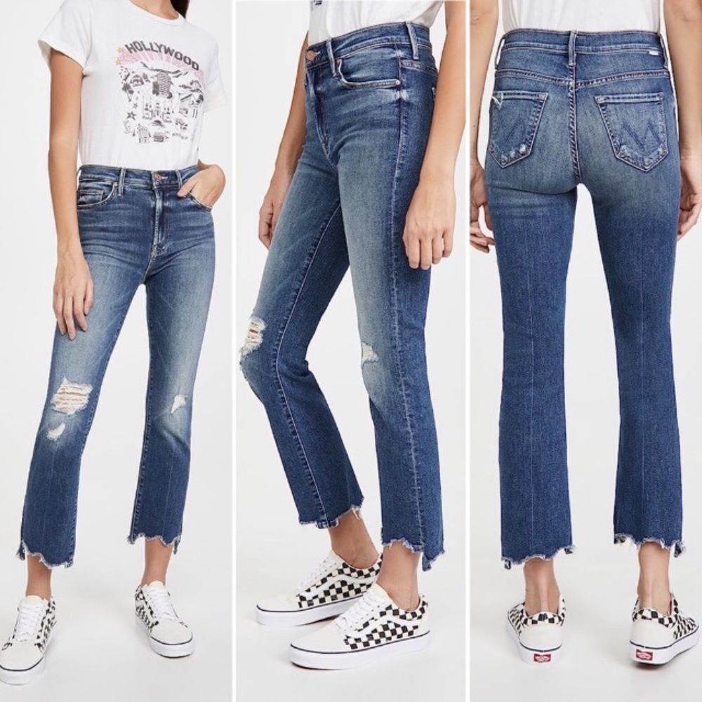 Mother Superior Denim Insider Crop Step Chew Jeans in Dancing on Coals size 27